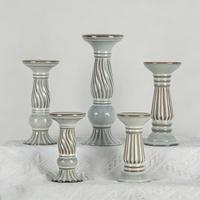 Ensemble de bougeoirs vintage en porcelaine, multi-hauteurs, style rétro, pour bougies pilier, pour la décoration de mariage, de la maison, de la table, de la cheminée et du manteau de cheminée