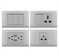 Enchufe de interruptor de pared de Panel de ordenador oculto de 15A de alta calidad estándar americano al por mayor 1 2 3 4 grupo 3 enchufe doméstico de 5 pines