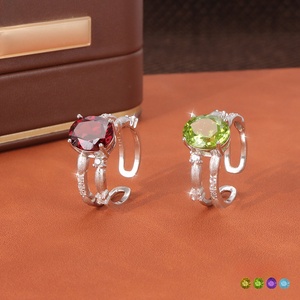 Anillo de Plata de Ley 925 con Cristal Ovalado de 8*10mm, Ajustable, con Piedra Natural, Joyería Casual para Mujer, Regalo de Cumpleaños para Chicas - Product Image 2