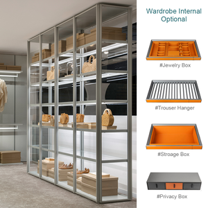 Juego de Dormitorio Moderno Personalizado, Isla Central Plegable, Accesorios Minimalistas, Espejo Metálico, Puertas de Vidrio, Aluminio, Smart Workshop - Product Image 4
