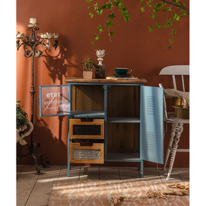 <span class=keywords><strong>Vintage</strong></span> Home dekorative Metalls chrank American Retro Design Holz Wohnzimmer Side board Lagers chrank Fabrik