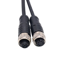 Connecteur ZLconnector étanche personnalisé pour extérieur, connecteur femelle M12-M04 en laiton plaqué or, boîtier PUR/PVC, options de longueur 1m/2m/3m