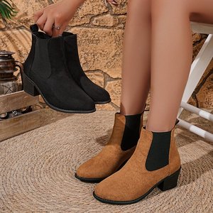 Novas Botas Curtas <span class=keywords><strong>Oversized</strong></span> 901, Botas Femininas de Camurça com Salto Médio Elástico, Moda Outono e Inverno - Product Image 1