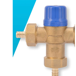 Robinet mélangeur thermostatique à sertir de 1/2 pouce avec raccords à barbelés et vannes de refoulement intégrées, raccord de plomberie en laiton sans plomb, <span class=keywords><strong>eau</strong></span> <span class=keywords><strong>potable</strong></span> - Product Image 2