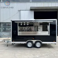 Gerobak Es Krim Listrik Bentuk Kotak Hitam Harga Pabrik, Trailer Truk Makanan Mobile yang Dapat Disesuaikan