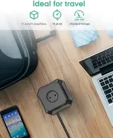Soket meja ekstensi standar EU, Strip daya pelindung lonjakan listrik 5 Outlet 3 Port USB