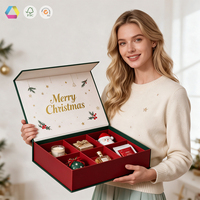 Boîte cadeau de Noël magnétique rigide personnalisée de luxe, grande taille, en carton, avec fermeture magnétique, multi-compartiments, emballage de fête