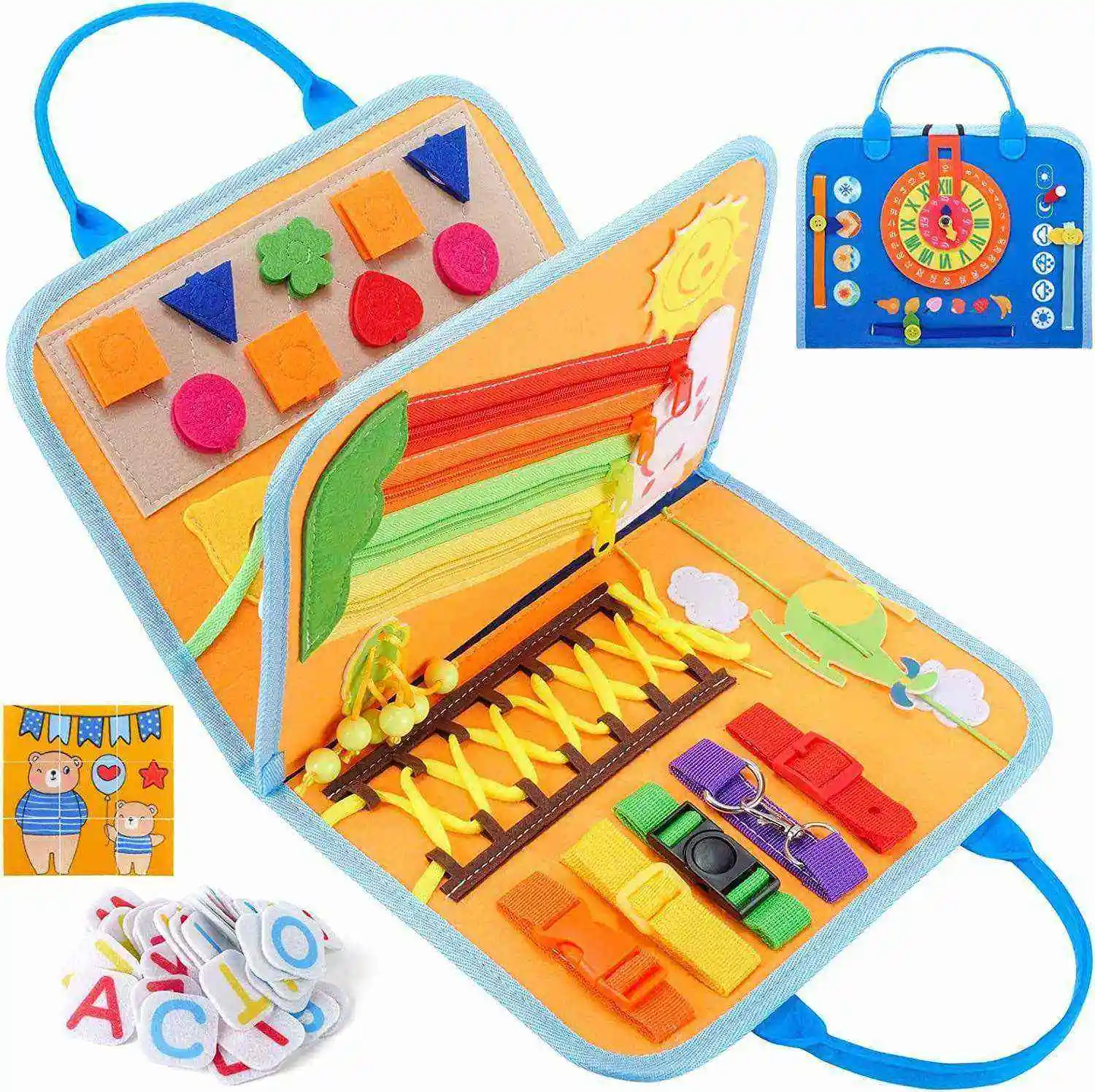 Livro de tabuleiro de feltro para crianças, brinquedo sensorial educacional personalizado de feltro para crianças, livro de tabuleiro montessori para crianças, produtos em alta
