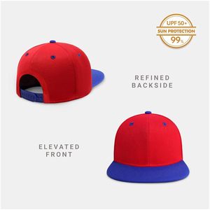 Flat Bill Visor Classic Snapback Hat Red Blue Contrast Color <b>Plain</b> Tone Unisex Adjustable Brim Baseball <b>Cap</b> - Product Image 2