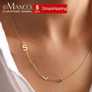 Collana con Ciondolo Personalizzabile EMANCO in Acciaio Inossidabile con 26 Lettere, Regalo di Compleanno per Donne - Product Image 1