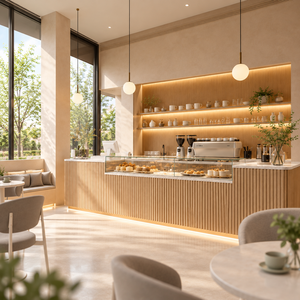 Diseño Interior Minimalista Personalizado para Cafetería, Conjunto Completo de Muebles para Café - Product Image 1