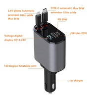 Chargeur de voiture 120W 4 en 1 câble USB type C rétractable charge rapide pour cordon de Charge rapide allume-cigare