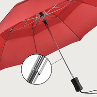 Parapluie pliant automatique double couche portable 21 pouces 8 baleines pour femme, personnalisable avec logo, en pongee noir classique – Grande Vente