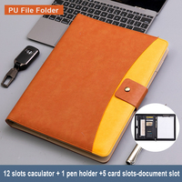 Carpeta de Presentación de Cuero A4 Personalizable, Multifuncional, Portadocumentos para Gerente de Ventas 4S con Logotipo Personalizado y Calculadora de Ventas