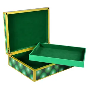 Green Paint color printing jewelry box velvet inside large capacity jewelry storage box jewelry gift box