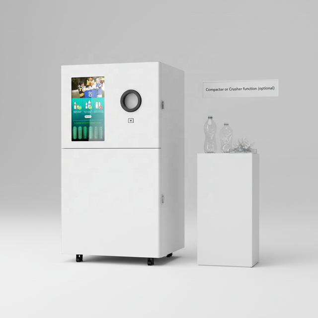 Honezhen Solar Power Reverse Vending Machine Smart AI Technology Compactor Touchscreen SDK 22 Inch Digital Receipts Multiple