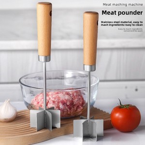 Stainless Steel <b>Meat</b> Mincer Rice-Mixing Stirrer Grinding Pounding Tool <b>Meat</b>-Smashing Spatula Processing Scraper Crushing - Product Image 2