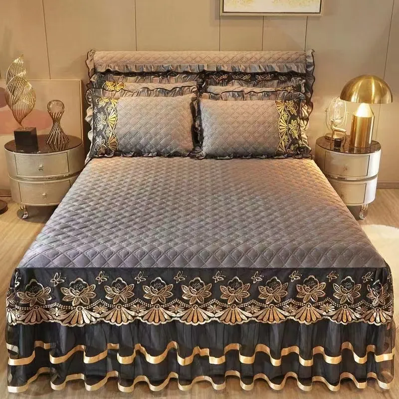 Winter Bedspread Slip Set Bedspread Luxury Embroidered Bedding Set 4 Piece Flat Sheet Pillowcase Bedspread bed cover