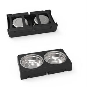 Cão preto levantado altura ajustável elevado dois potes - Product Image 4