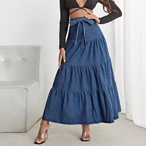 New Fashion Custom Logo Vintage <b>Skirt</b> Casual <b>Elastic</b> A-Line <b>Skirt</b> High Quality Denim <b>Skirts</b> for Women - Product Image 4