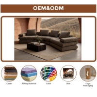 Ensemble de canapés modulaires semi-circulaires VERNSSY en cuir véritable avec coussin en éponge haute densité, dossier extensible, minimalisme italien