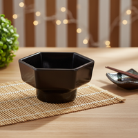 Bol en mélamine noir hexagonal de 4,5 pouces, style personnalisé, pour restaurants