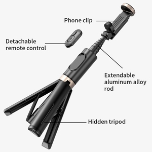 Barato Wholcsale Q12 diseño oculto reforzado inalámbrico portátil Control remoto trípode Selfie Stick - Product Image 4