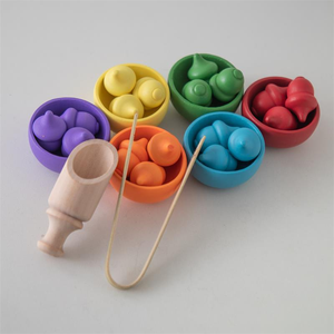 Nuova tendenza Montessori giocattolo in legno colorante palla e tazza educativo gioco e scatola di formazione per l'apprendimento dei bambini - Product Image 2