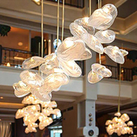 Lustre Nuage en Verre Doré LED 220V MAJ Designer pour Escalier Duplex, Loft, Appartement, Salon, Restaurant, Hôtel, Villas, Dimmable