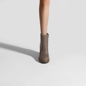 Bottines à plateforme à bout rond pour femmes, chaussures <span class=keywords><strong>en</strong></span> <span class=keywords><strong>cuir</strong></span> grainé avec talon tressé pour les fêtes et les festivals - Product Image 6