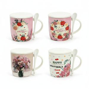 Mother's Day Gift Boxed <b>Ceramic</b> <b>Mug</b> 3.5"X3.5" 400ml Capacity Dishwasher & Microwave Safe Lid Spoon Stocked Stoneware - Product Image 2