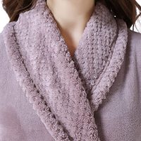 Peignoir Personnalisé Extra Long en Polaire Corail Doux et Chaud en Microfibre Thermique pour Femme, Idéal Hiver et Hôtellerie