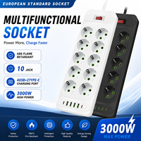 Multiprise industrielle personnalisée avec prise EU 3/4/5/6 prises et 4/6 ports USB, rallonge multi-prises, coque ignifuge
