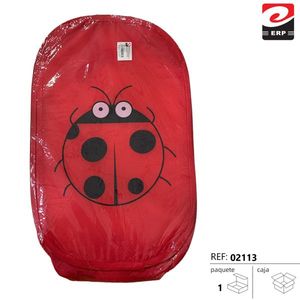 Cartoon Ladybug Laundry Basket Red Plastic Foldable Storage Bag For Kids Clothes - Product Image 3
