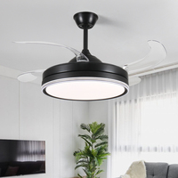 Ventilador de techo decorativo inteligente sin aspas con limpiador de ratán, fuente de luz LED, cubierta de escape de Motor de CC, Kit de fandelier de conversión