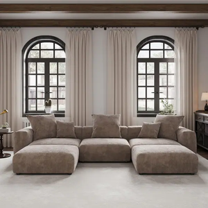 Factory Direct Sale <strong>Affordable</strong> Modern Villa Grey Corduroy Velvet Modular Sofa Hotel <strong>Sectional</strong> Couch for Living Room - Product Image 2