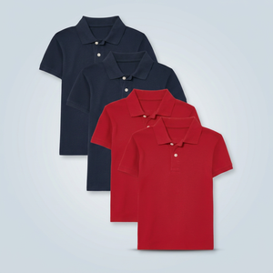 Boys Short Sleeve Solid Color Polo <b>Shirt</b> Red Navy Casual Pique 2-Pack Boys Short Sleeve Pique Polo <b>Shirt</b> Solid Color Casual Red - Product Image 3