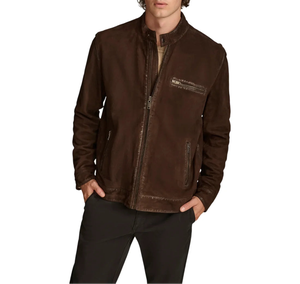 Chaqueta de Cuero de Oveja Marrón Chocolate Hecha a Mano para Hombre, Estilo Café Racer, Minimalista, Clásica, Premium, para Invierno - Product Image 6