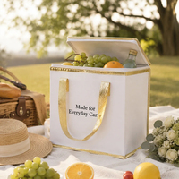 Sac isotherme pliable réutilisable en non-tissé avec doublure en aluminium et fermeture éclair, options personnalisables pour événements d'entreprise