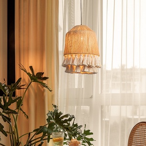 <span class=keywords><strong>Lampadario</strong></span> in Stile Wabi-sabi Vintage con Nappe in Corda di Canapa <span class=keywords><strong>Beige</strong></span> per Soggiorno, Camera da Letto e Sala da Pranzo - Product Image 2