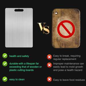 Planche à découper en acier inoxydable de qualité alimentaire antiadhésive en titane pour la cuisine, la viande, les fruits et les légumes - Product Image 4