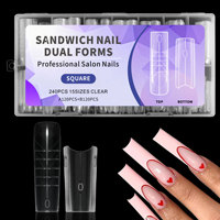 ZHI JIA Boîte de moules à ongles carrés double couche pour extensions, motif papillon style armure, réutilisable sans plateau en papier