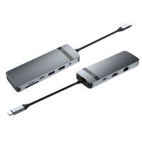 Station d'accueil pour ordinateur portable en métal, 9 ports Type C, pour Ethernet 4K 1 Gbps, charge PD 100W, USB-C avec lecteur SD/TF, en stock
