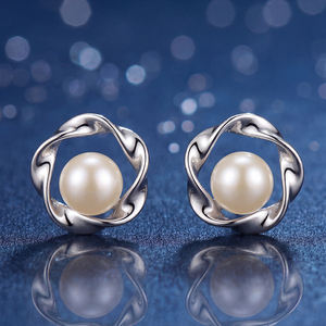 Elegant Copper Twist Freshwater Pearl Dangle Earrings Zircon Jewelry for Women Wedding Bridal Anniversary Gift - Product Image 2