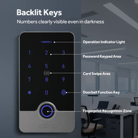 Sistema de Control de Acceso CUMU con App Tuya, Teclado WiFi Inteligente, Control de Acceso por Contraseña, Lector de Huellas Dactilares/Tarjeta IC, Resistente al Agua para Exteriores