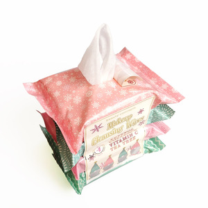 Nettoyage de Noël <span class=keywords><strong>lingettes</strong></span> humides démaquillant pour le visage pour paupière étiquette d'emballage personnalisée jetable OEM adultes nettoyage du visage doux - Product Image 2