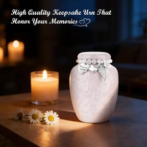 Urne <span class=keywords><strong>miniature</strong></span> en porcelaine en gros pour cendres humaines, urne commémorative décorative artisanale pour femme adulte avec couvercle - Product Image 6