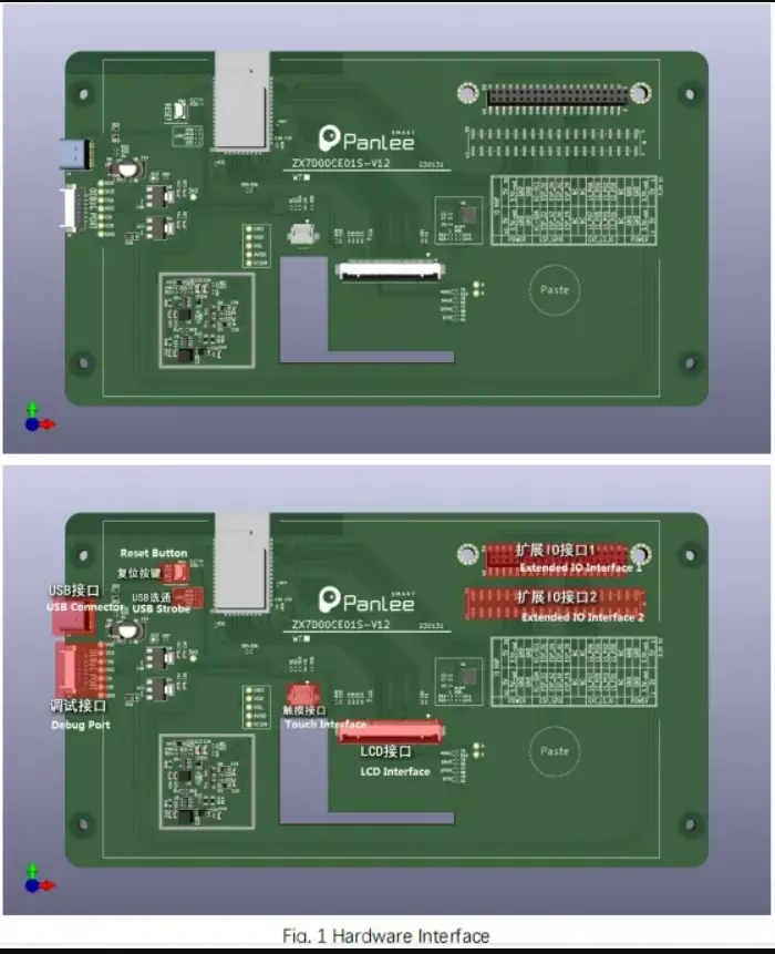 Esp32s3 मॉड्यूल प्रदर्शन 7 इंच टच पैनल एलसीडी स्क्रीन प्रदर्शन esp32 विकास बोर्ड स्मार्ट घर डैशबोर्ड के लिए आवेदन