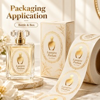 Autocollants personnalisés pour bouteilles de cosmétiques et de parfums, impression dorée à chaud, vinyle adhésif transparent, autocollant de logo imperméable