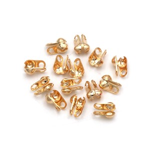Jewelry Buckle 2.4mm Side Mounted Beaded Chain Clasp 14k Gold Color Plated Necklace <b>Bracelet</b> Finishing Clip Closure - Product Image 2